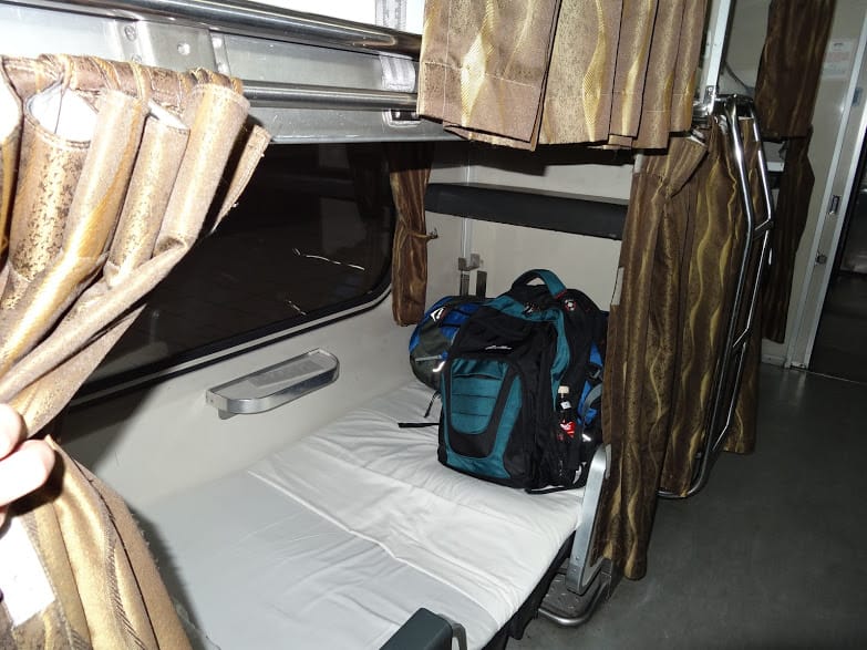Night train from Kuala Lumpur to Singapore - our beds in economy class
