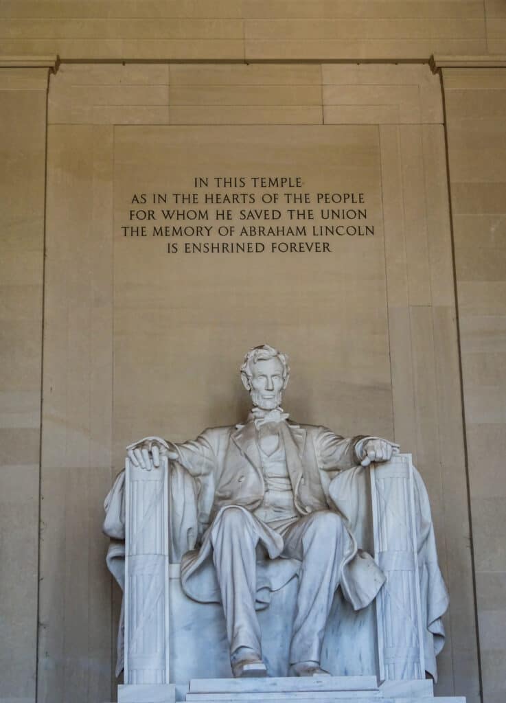 National Mall in Washington - Lincoln sitting inside the Lincoln Memorial