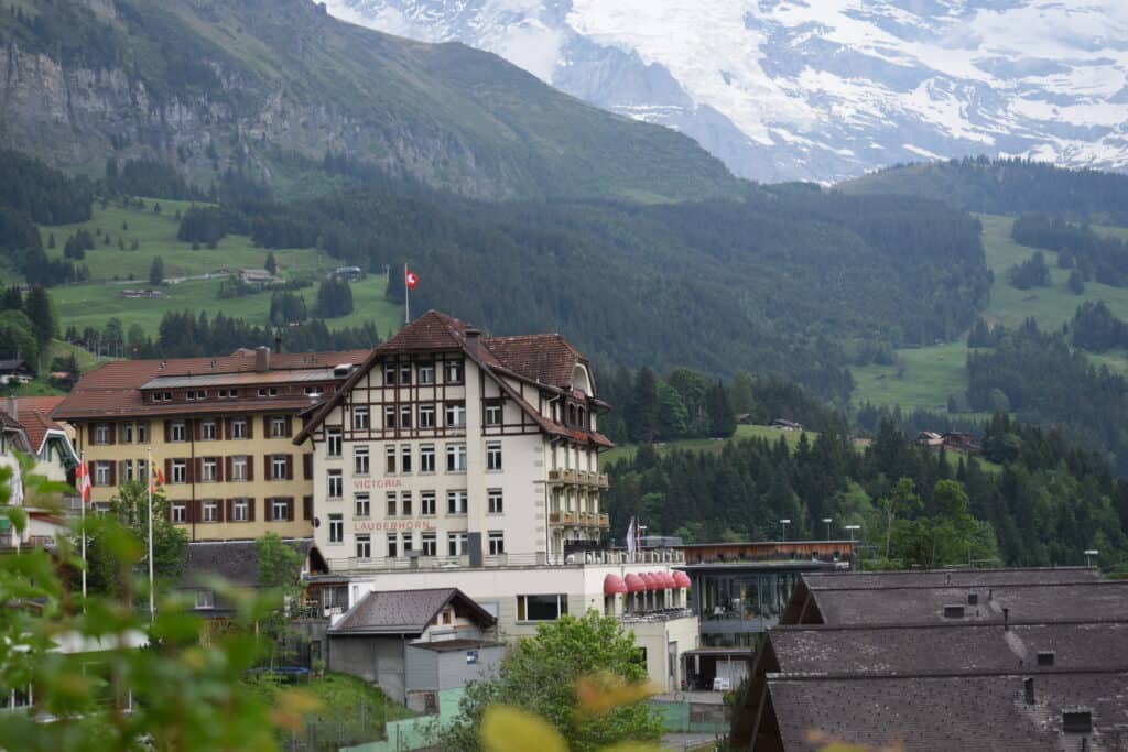 The location of your accommodation can help you save money on other travelling costs like this one in Wengen that saved us on train costs